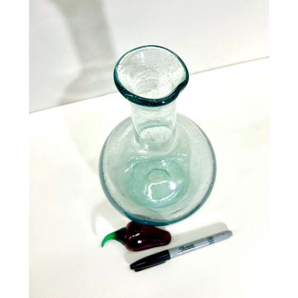 Art Glass Carafe Decanter - Red Chili Pepper Stopper, 1L Made in Spain - VTG 90s - Picture 7 of 9